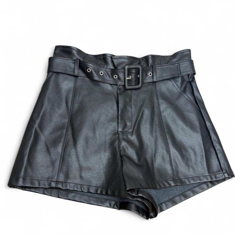 Altar'd State Faux Leather Belted Skort Wmns Medium Black High Waist Shorts Rave